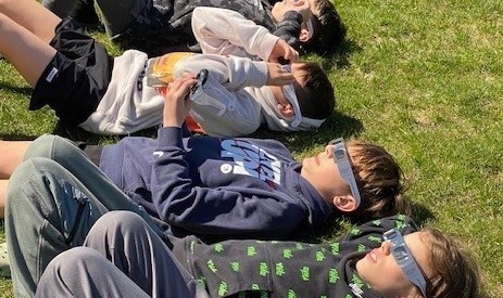 Middle School students soaking up some of the Solar Eclipse