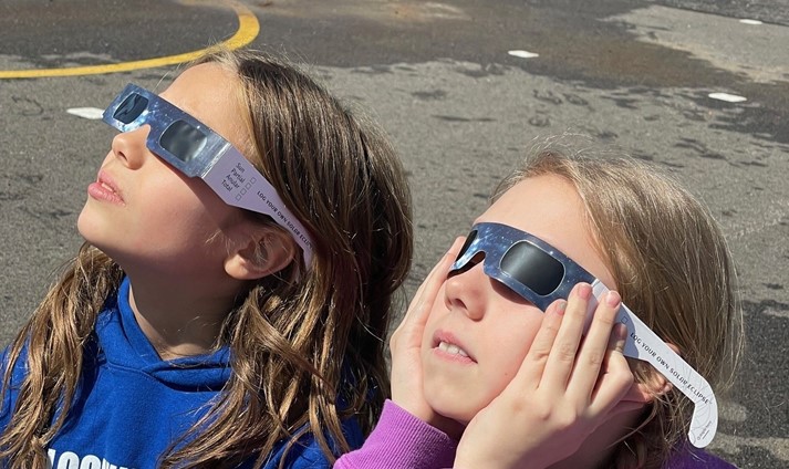 Intermediate students catching in the on Solar Eclipse fun